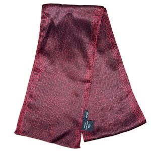 NY & CO 100% Silk Scarf Red Black Croc Print 59” Rectangle Goth Classic Light